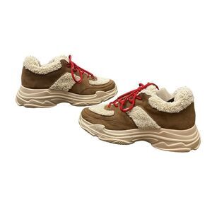 Jessica Simpson Women’s Sporta2 Sneaker Canyon Tan Cozy Core Faux Fur Size 10